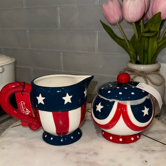 johanna parker Other - NWT Johanna Parker Carnival Cottage Patriotic America July 4th Sugar Creamer Set